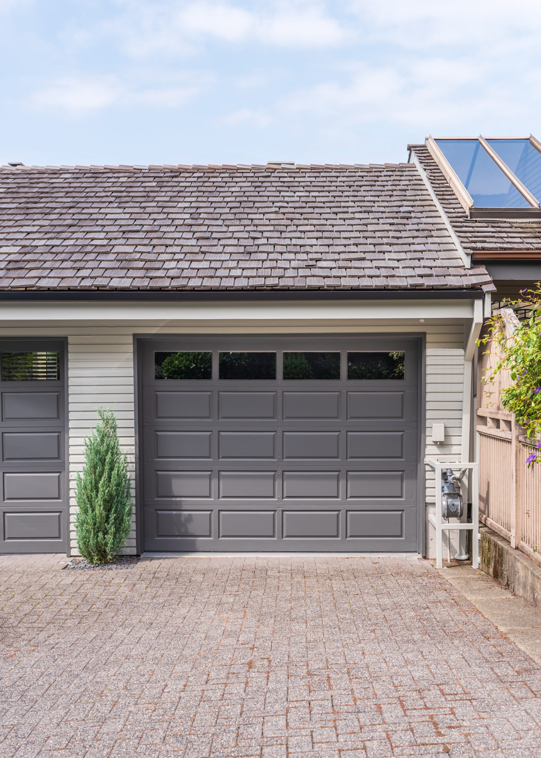 Double garage door on a modern house